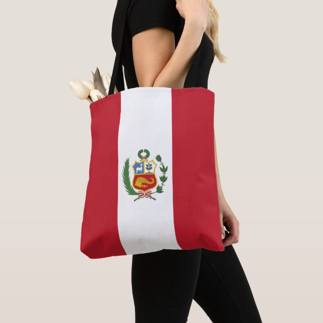 Peru flagga tygkasse (Närbild)