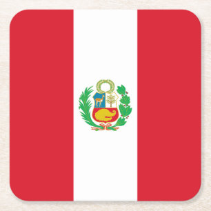Peru Flagga Underlägg Papper Kvadrat
