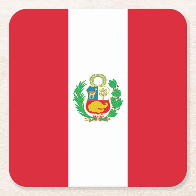 Peru Flagga Underlägg Papper Kvadrat (Framsidan)