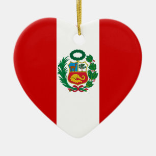 Peru flaggahjärta julgransprydnad keramik