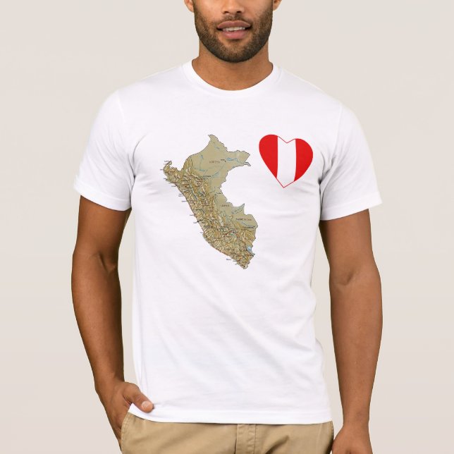 Peru flaggahjärta och kartaT-tröja Tröja (Framsida)