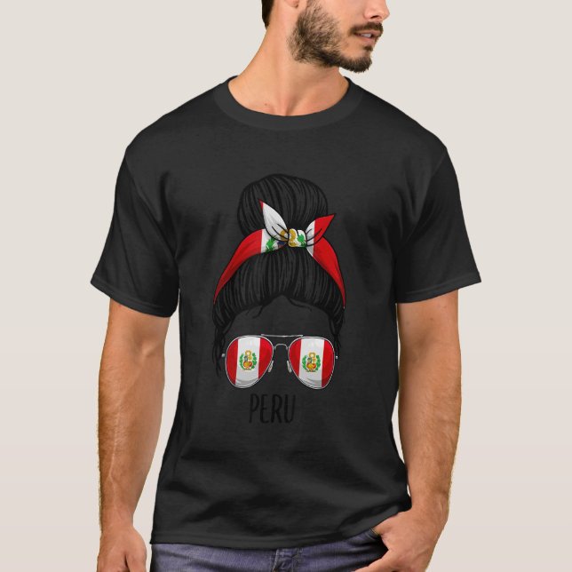 Peru för flickor och kvinnor, Messy Bun Peruvian F T Shirt (Framsida)