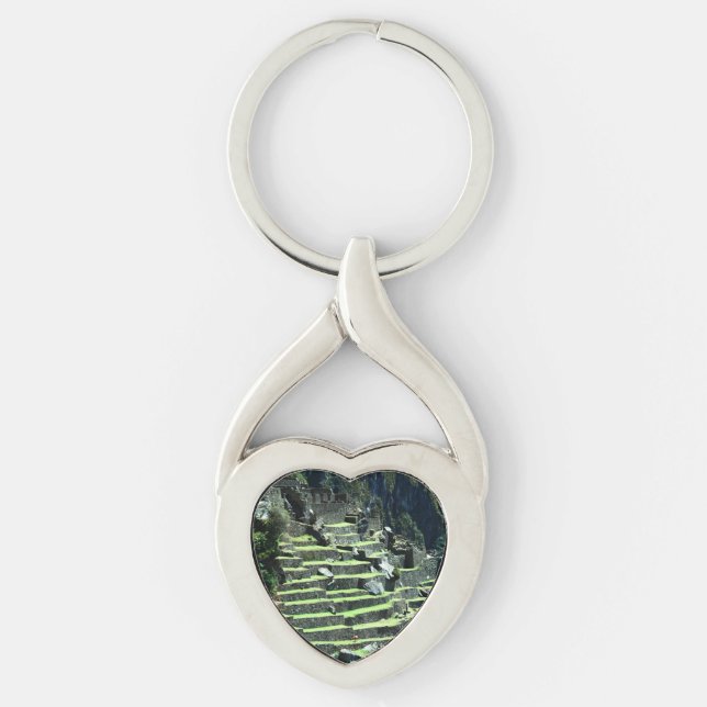 Peru fördärvar twisted heart silverfärgad nyckelring (Framsidan)