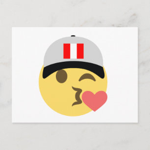 Peru Hat Kiss Emoji Vykort