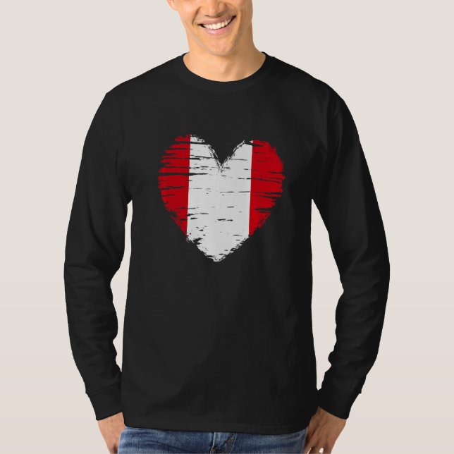 Peru Heart Peruvian Flagga Peruvian-Pridet T Shirt (Framsida)