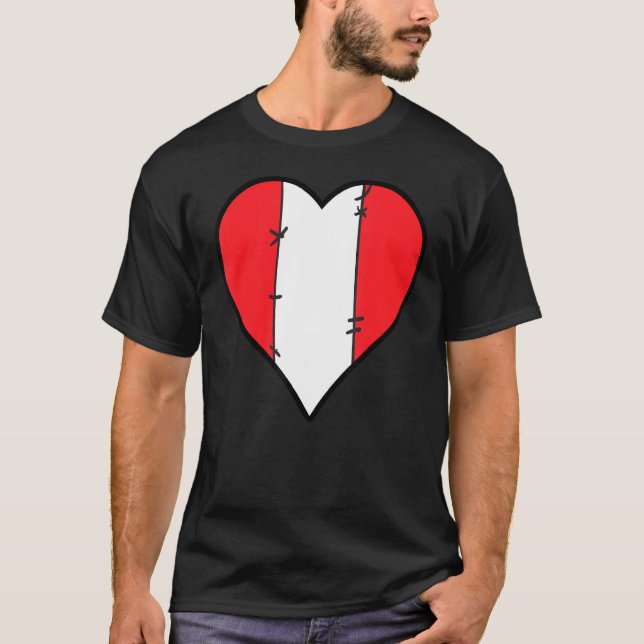 Peru Heart Peruvian Flagga T Shirt (Framsida)