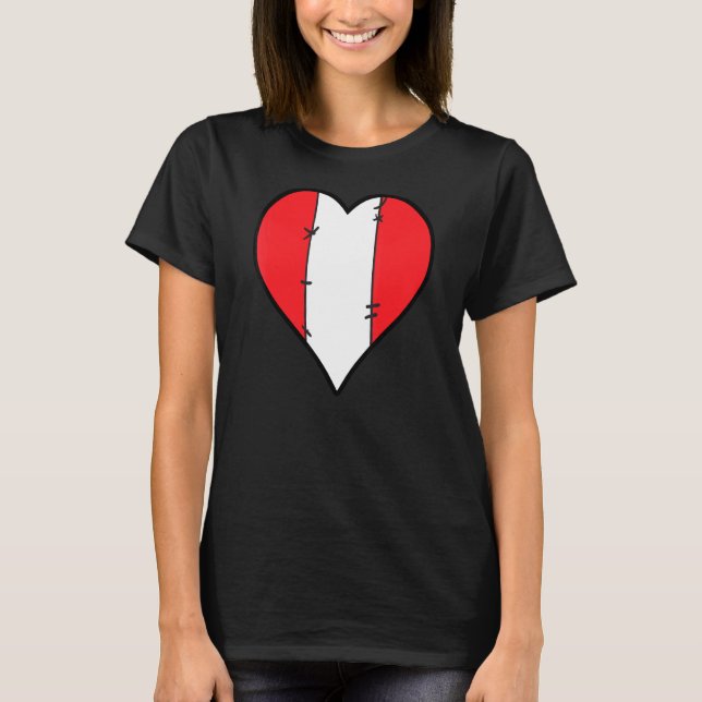 Peru Heart Peruvian Flagga T Shirt (Framsida)