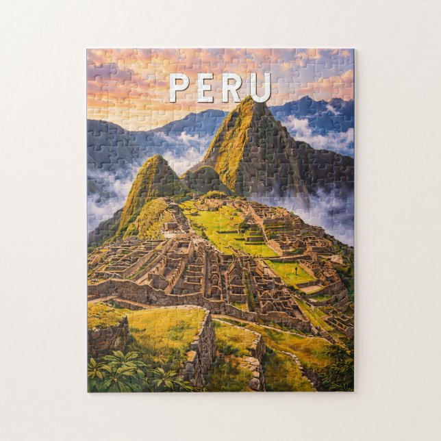 Peru Illustration Resa Konst Vintage Pussel (Vertikal)