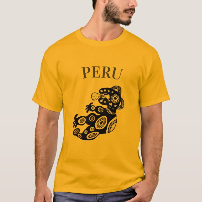 Peru, Incan Hund design, manar T Shirt (Framsida)