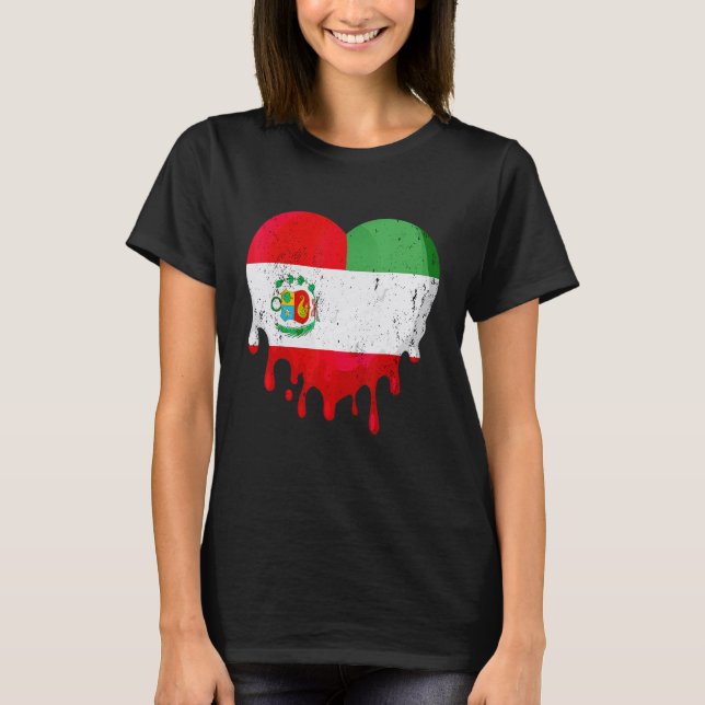 Peru Italy Flag Heart Citizen Drinking Grown Patri T Shirt (Framsida)