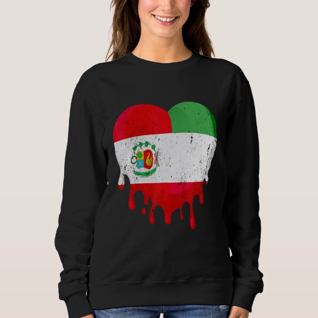 Peru Italy Flag Heart Citizen Drinking Grown Patri T Shirt (Framsida)