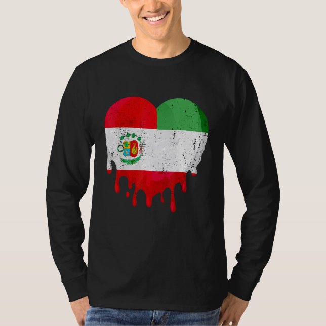Peru Italy Flag Heart Citizen Drinking Grown Patri T Shirt (Framsida)
