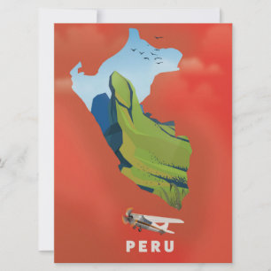 Peru karta Illustrerad resaffisch Inbjudningar