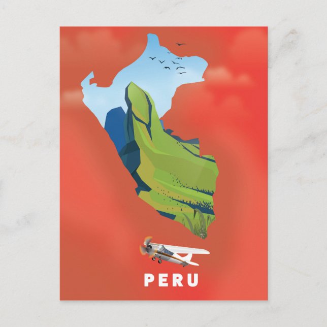 Peru karta Illustrerad resaffisch Vykort (Framsida)