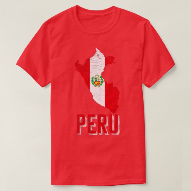 Peru Karta Peruanska Flagga T Shirt (Design framsida)