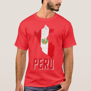 Peru Karta Peruanska Flagga T Shirt