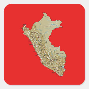 Peru kartaklistermärke fyrkantigt klistermärke