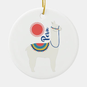 Peru Llama Julgransprydnad Keramik