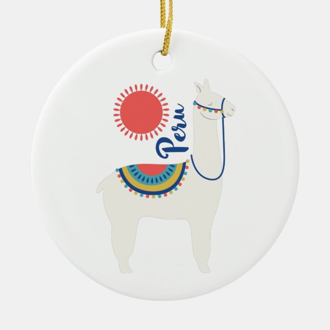 Peru Llama Julgransprydnad Keramik (Framsidan)