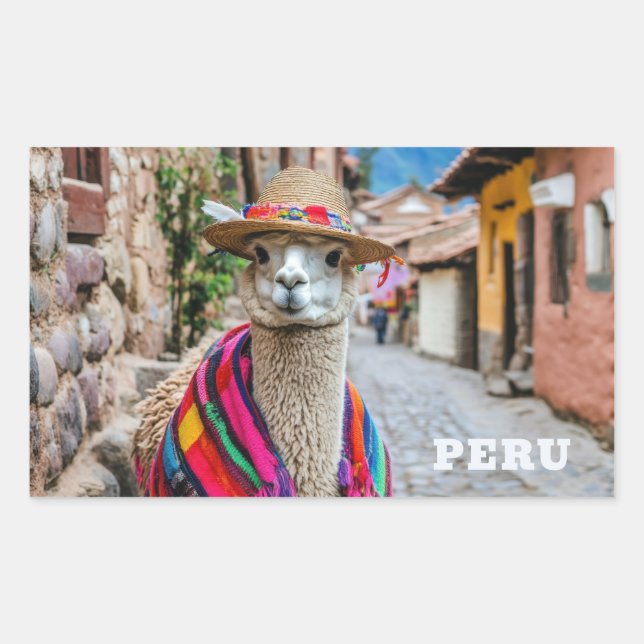 Peru Llama Rektangulärt Klistermärke (Framsida)