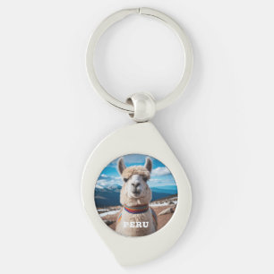 Peru Llama Swirl Silverfärgad Nyckelring