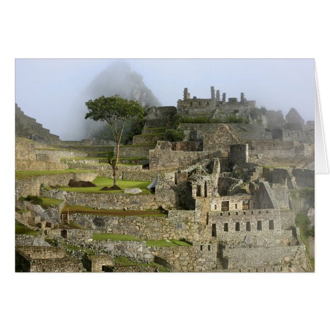 Peru, Machu Picchu. Den antika citadellen Hälsningskort (Framsidan Horizontal)