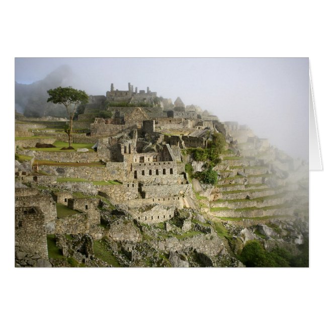 Peru, Machu Picchu. Den antika citadellen Machu Hälsningskort (Framsidan Horizontal)