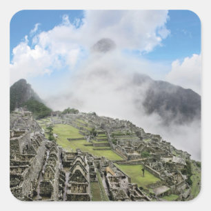 Peru, Machu Picchu, den antika förlorade staden 4 Fyrkantigt Klistermärke