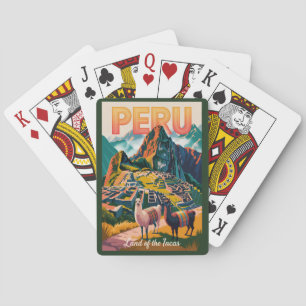 Peru Machu Picchu Illustration Resa Konst Vintage Casinokort