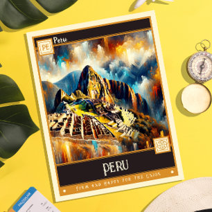 Peru Måla Vintage Vykort