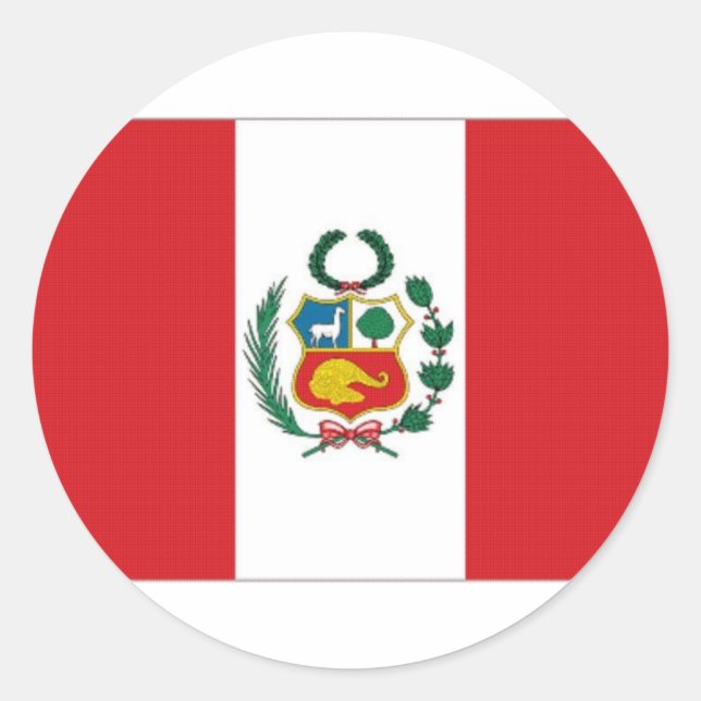 Peru National Flagga Runt Klistermärke (Framsida)