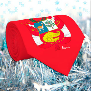 Peru och Peruanska flagga, emblemföretag mode Slips