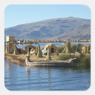 Peru: ön Sjö Titicaca Fyrkantigt Klistermärke