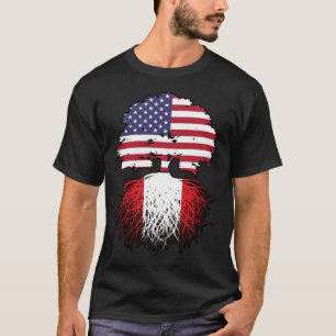 Peru Peruanska amerikanska USA Träd Roots Flagga T Shirt