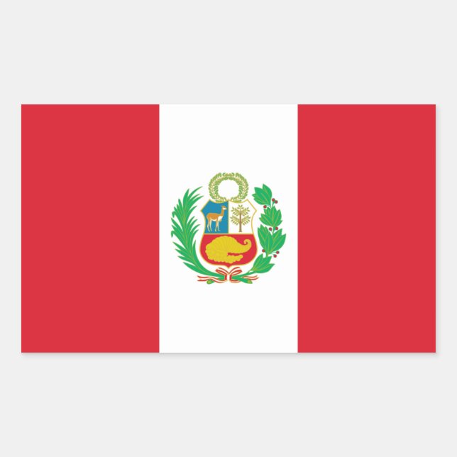 Peru/Peruanska Flagga Rektangulärt Klistermärke (Framsida)