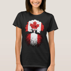 Peru Peruanska kanadensiska Träd Roots Flagga T Shirt