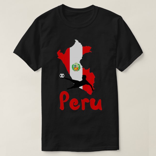 Peru Peruvian Flag Soccer Fan  T Shirt (Design framsida)
