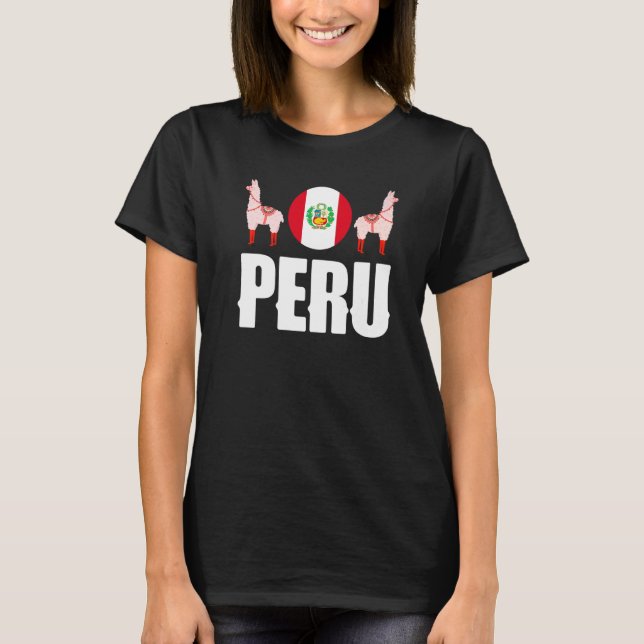 Peru Peruvian Peru Flag Peru National Animal   T Shirt (Framsida)