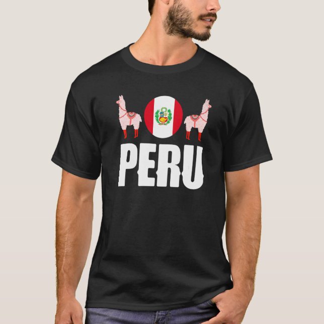 Peru Peruvian Peru Flag Peru National Animal   T Shirt (Framsida)