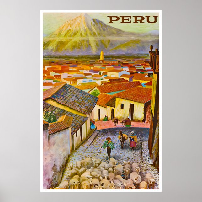 Peru Print Travel Poster Peruvian Art (TR14)a (Framsidan)