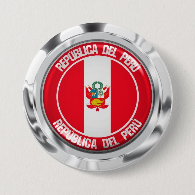 Peru Round Emblem Knapp (Framsida)