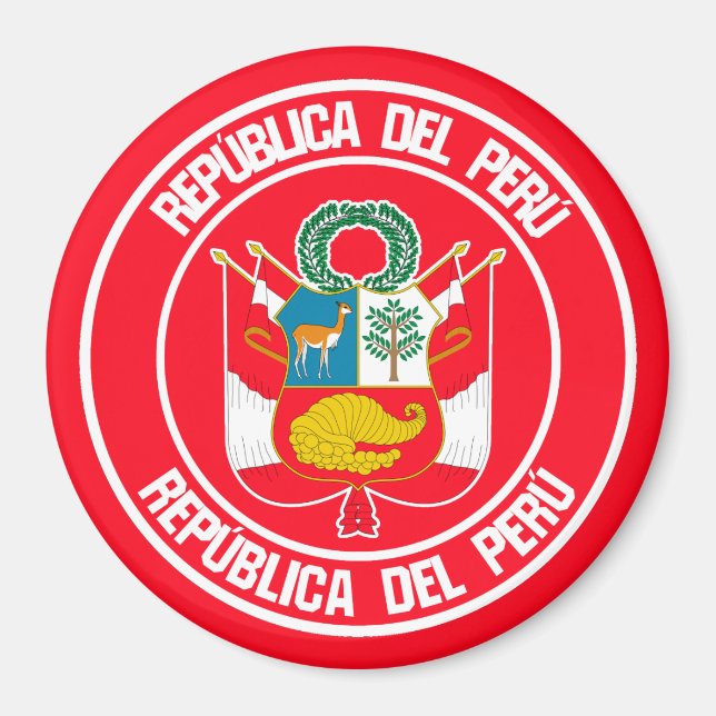Peru Round Emblem Magnet (Framsidan)