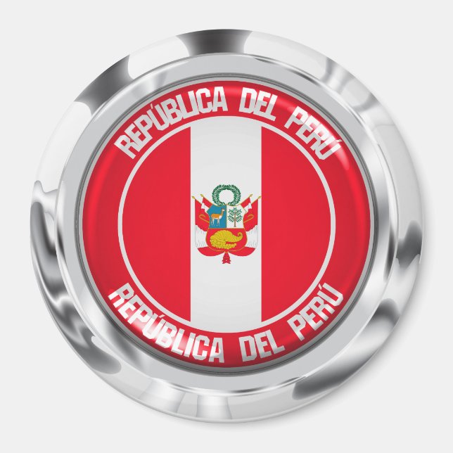 Peru Round Emblem Magnet (Framsidan)
