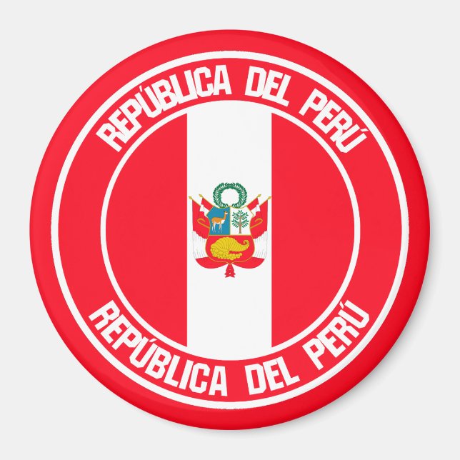 Peru Round Emblem Magnet (Framsidan)