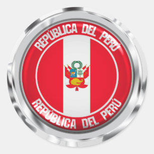 Peru Round Emblem Runt Klistermärke