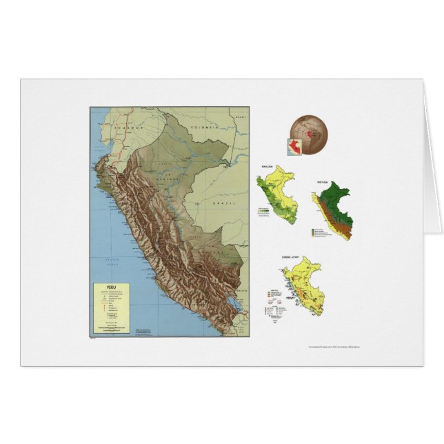 Peru specificerade kartan 1970 hälsningskort (Framsidan Horizontal)