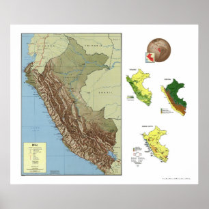 Peru specificerade kartan 1970 poster