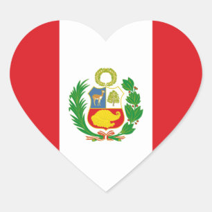 Peru Statlig flagga Heart Sticker Hjärtformat Klistermärke