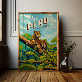 Peru Sydamerika Vintage resor Poster Jaguar