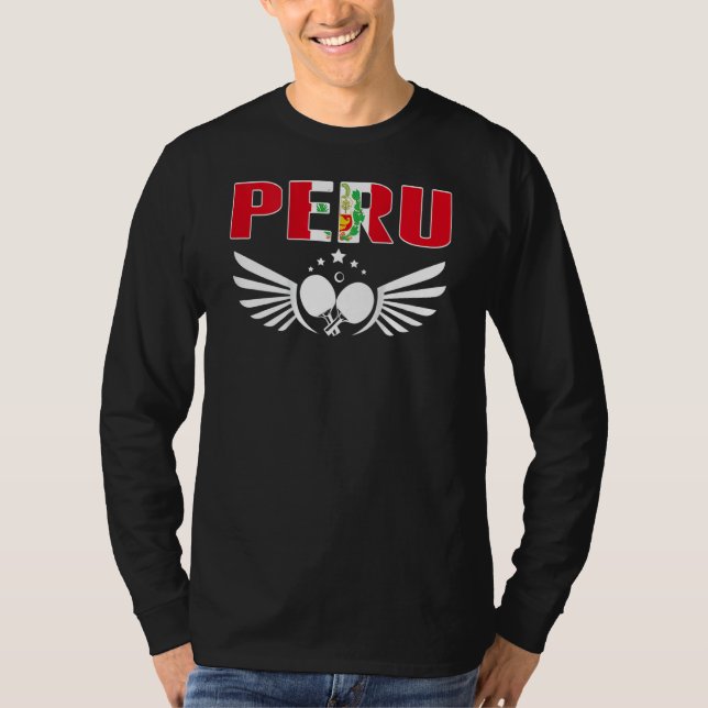 Peru Table Tennis   Support Peruvian Ping Pong Tea T Shirt (Framsida)